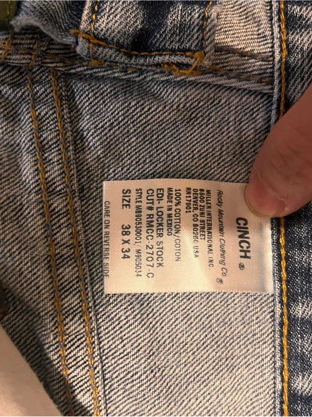 Cinch Men's Green Tag Label Medium Wash Relaxed Fit 100% Cotton Original Jeans